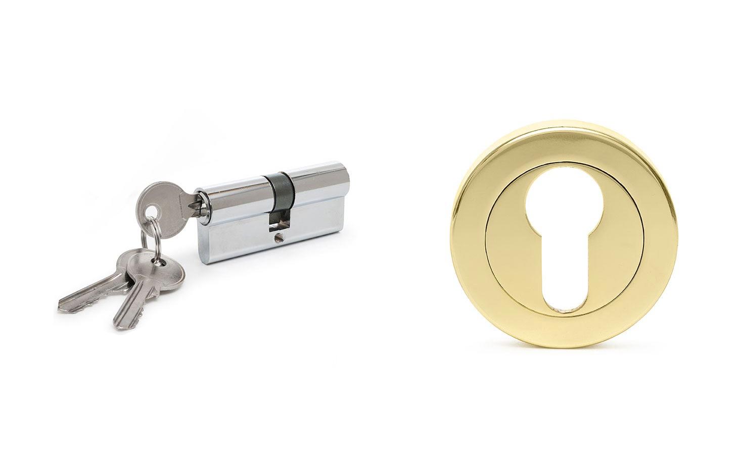 מנעול צילינדר מפתח עגול זהב מבריק