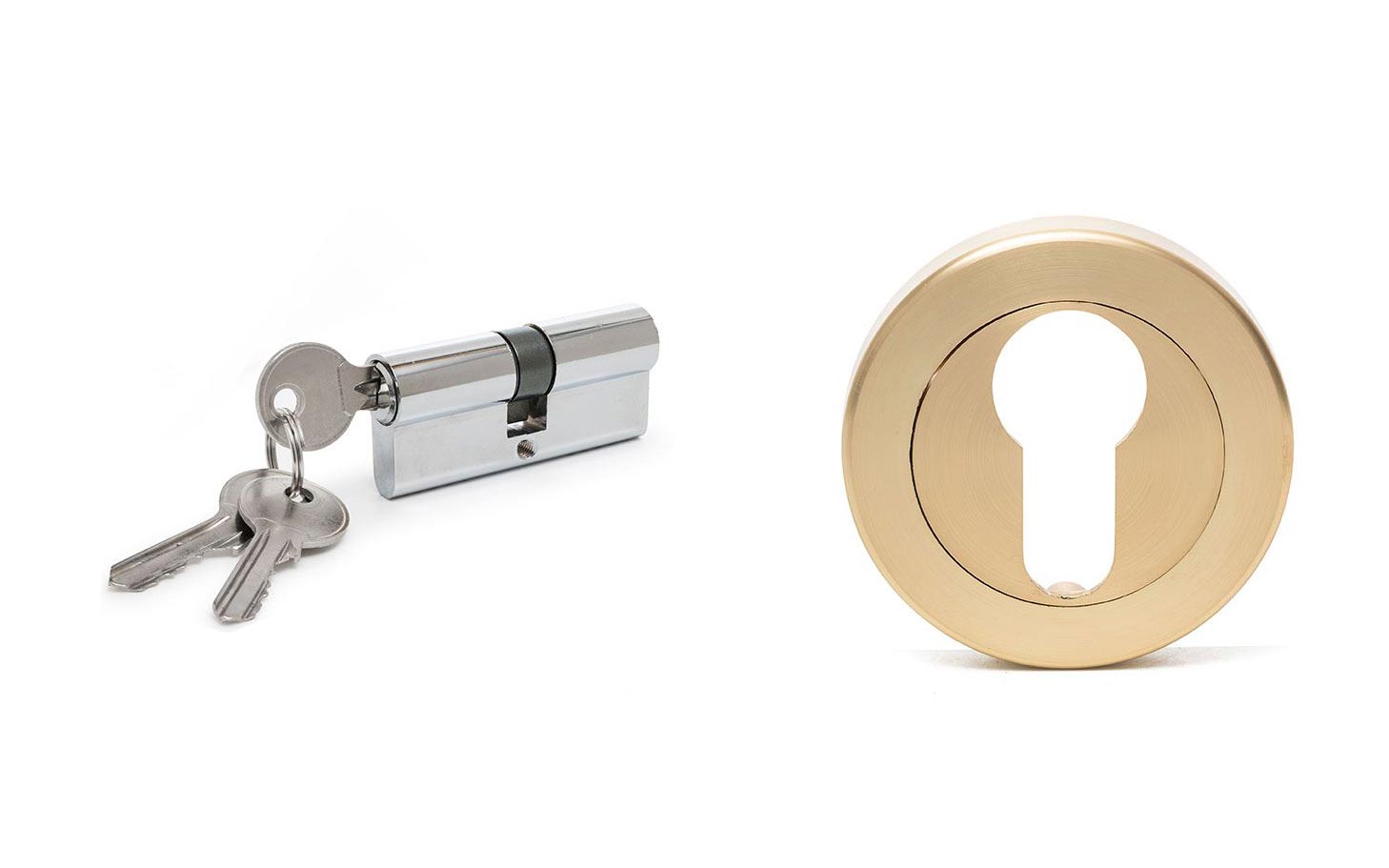 מנעול צילינדר מפתח עגול זהב מט
