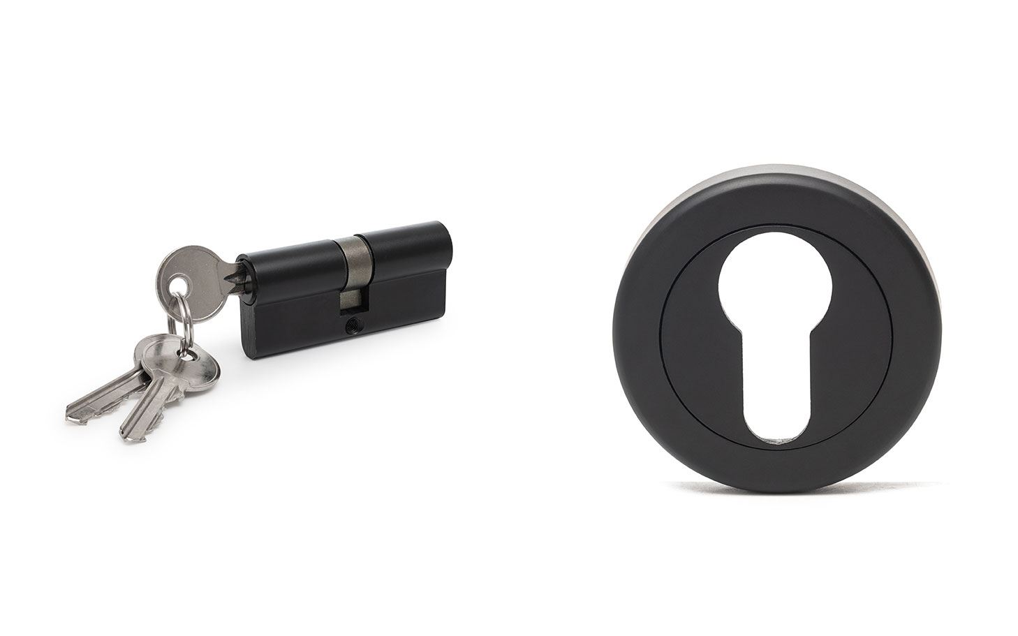 מנעול צילינדר מפתח עגול שחור