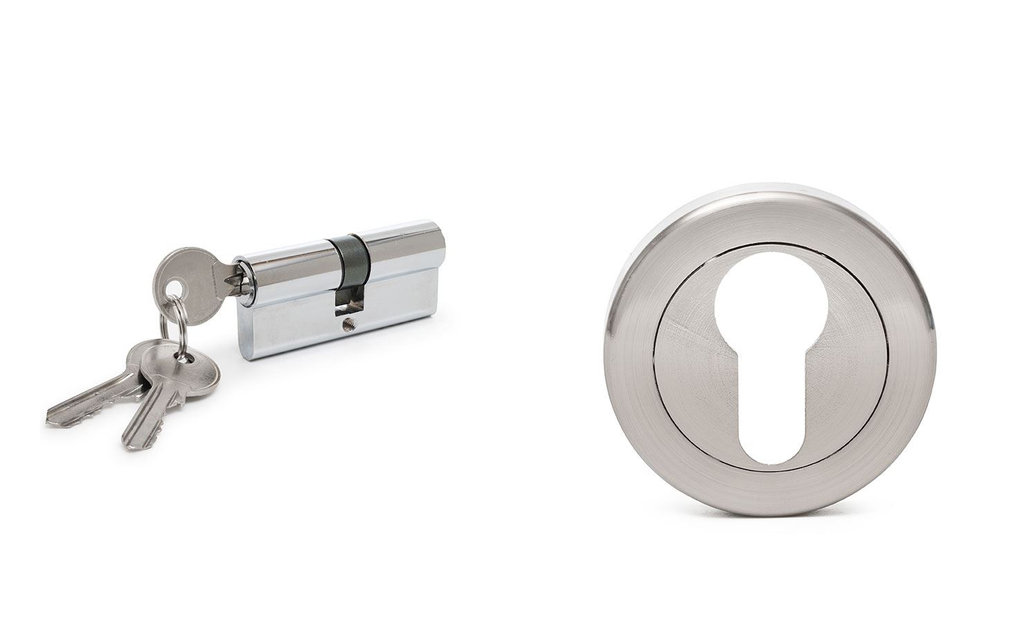 מנעול צילינדר מפתח עגול ניקל