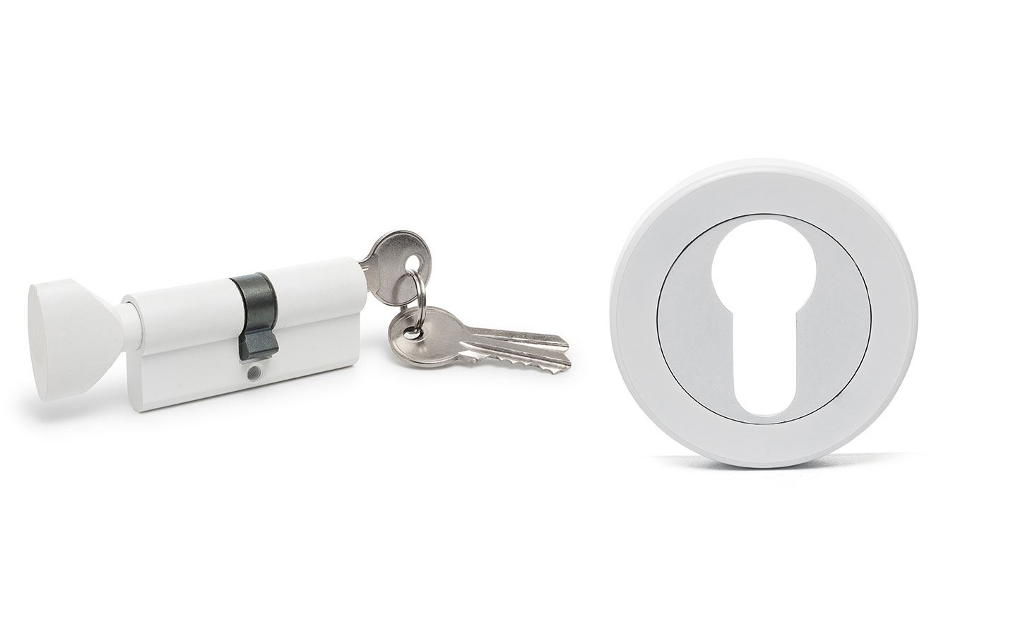 מנעול צילינדר פרפר עגול לבן