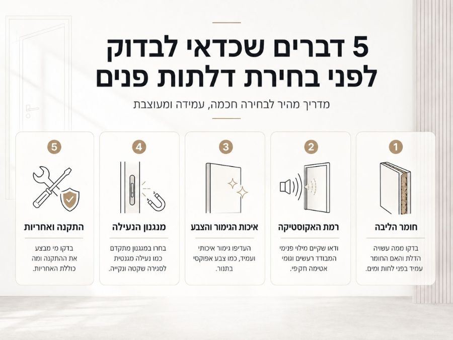 אינפוגרפיקה 5 טיפים לבחירת דלתות פנים