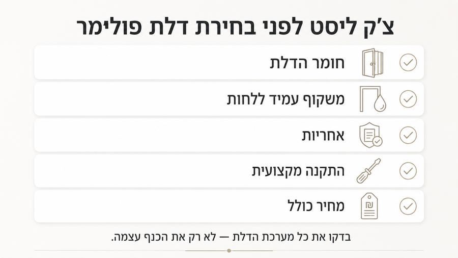 רשימת בדיקה לבחירת דלת פולימר