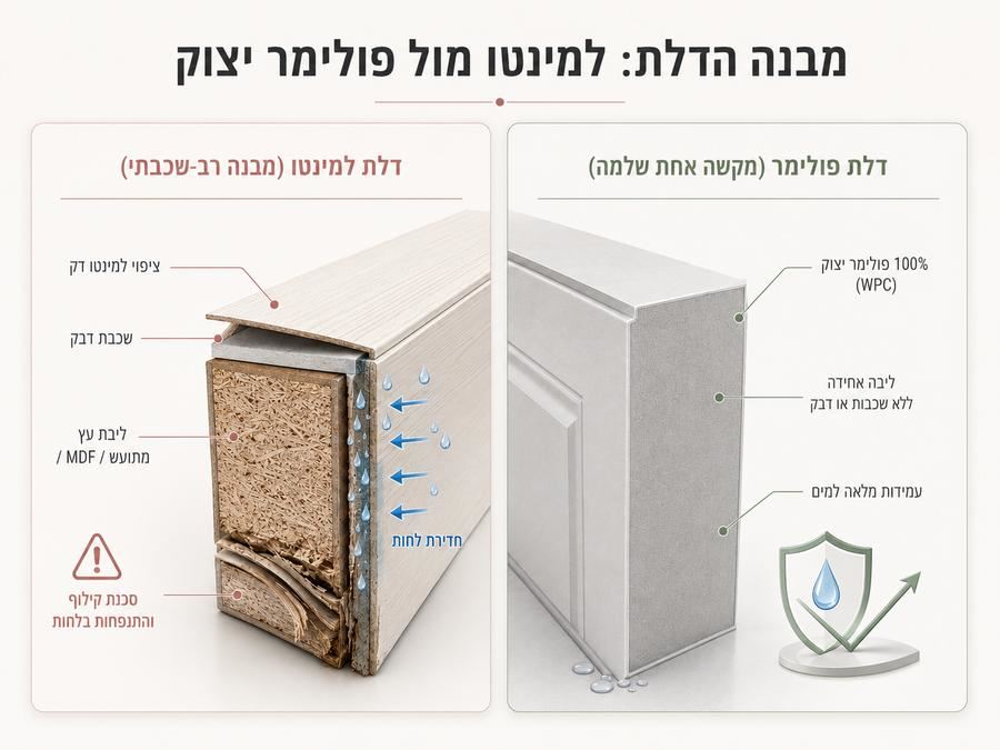השוואת מבנה דלת למינטו מול פולימר