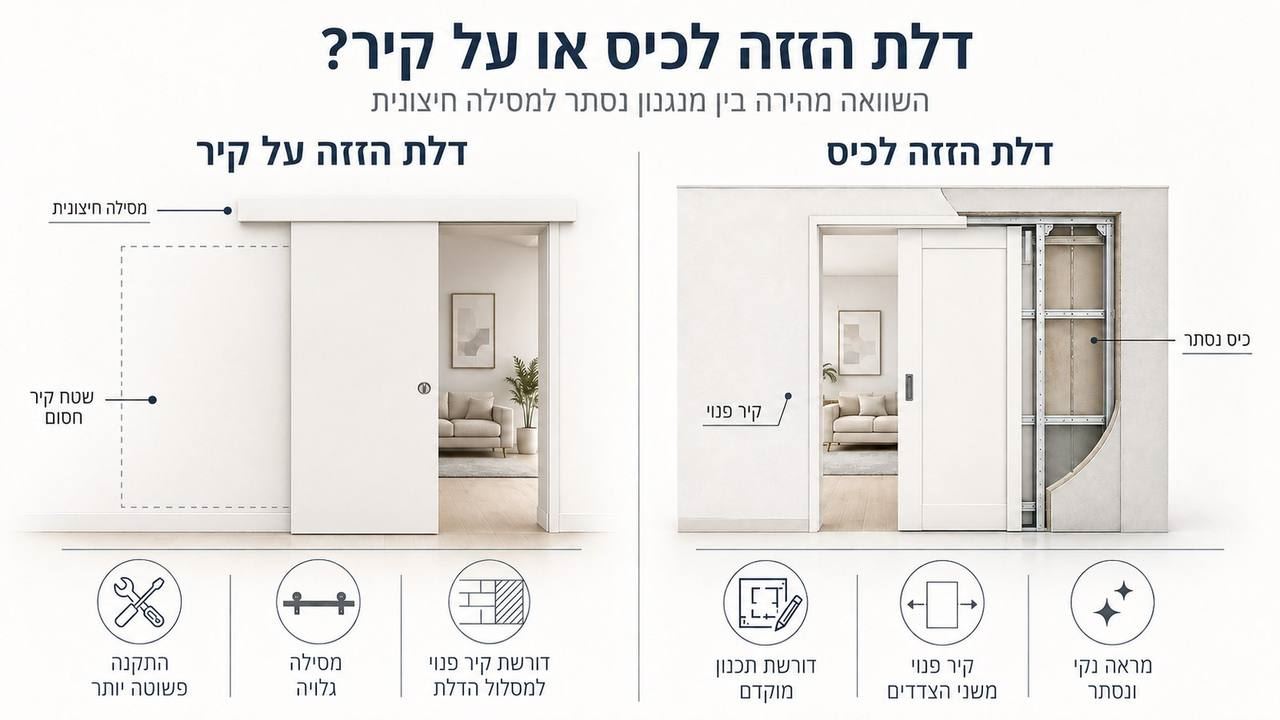 אינפוגרפיקה דלת הזזה לכיס או על קיר